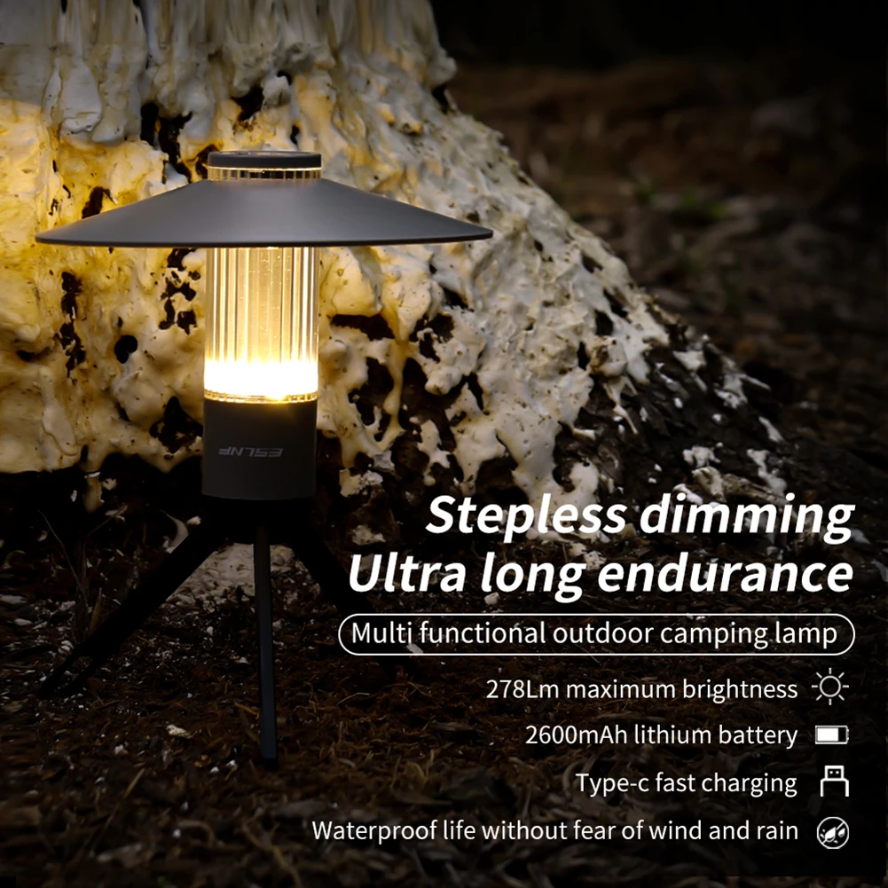 2023 Portable Camping Light LED USB Rechargeable 3 Lighting Modes Camping Lantern Outdoor Led Work Flashlight Tent Camp Supplies