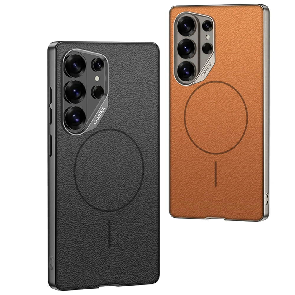 Magnetic Leather Thin Matte Phone Case with Magsafe Compatibility - Wireless Charging Shockproof Cover