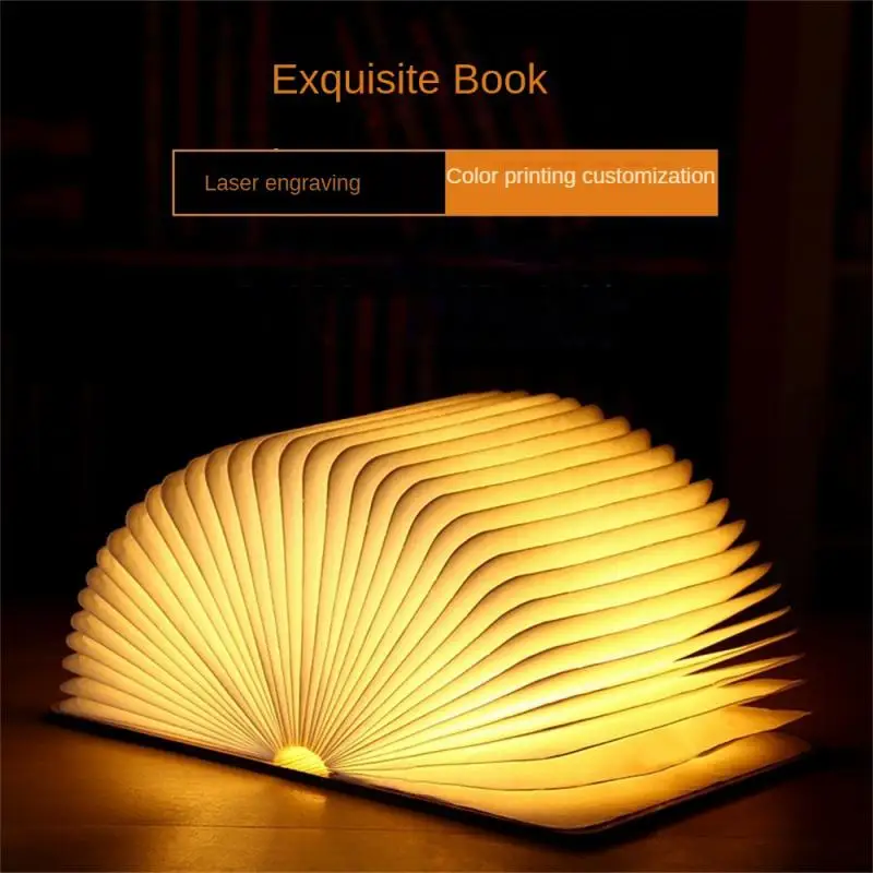 

Portable 3 Colors 3D Creative LED Book Night Light Wooden 5V USB Rechargeable Magnetic Foldable Desk Table Lamp Home Decoration