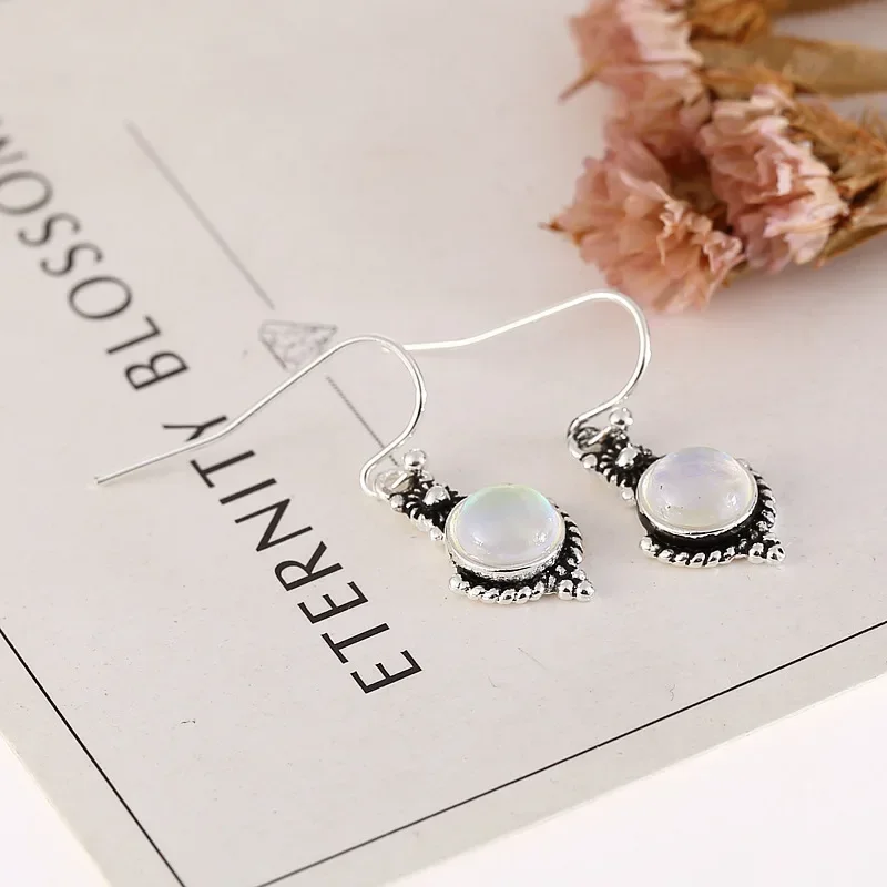Drop Earrings Delysia King Women Rainbow Moonstone Jewelry Vintage Earrings Ethnic Tribal Antique Eardrop