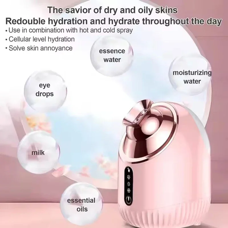 Face Steamer Nano Mist Sprayer Facial Steamer Cold & Hot Nebulizer Facial Sauna Humidifier For Pores Cleansing Moisturizing SPA