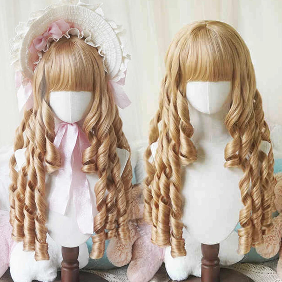 Synthetic Pink Blonde Black Curly Wig for Women Cosplay