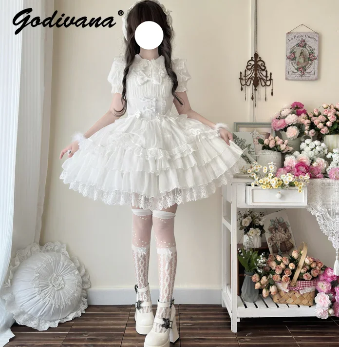 スイートチェリーロリータドレス+JSK+ヘアバンド+ハット+ネックレス+スリーブ