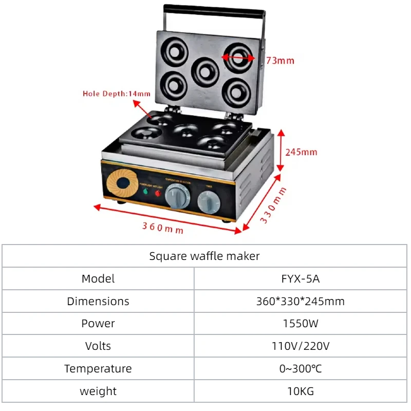 Donut-Maker Multifunktionale Donut-Maschine Succebuy 5-Loch Elektrischer Donut-Maker Kommerzielle Doughnut-Maschine Antihaftbeschichtet 1550W Scc5A7A418Bee49549Daa797F702575392