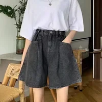 High Waist Loose Women's Jeans Shorts Slimming Effect Korean Style Summer Vintage Cotton Low Waist Shorts for Women