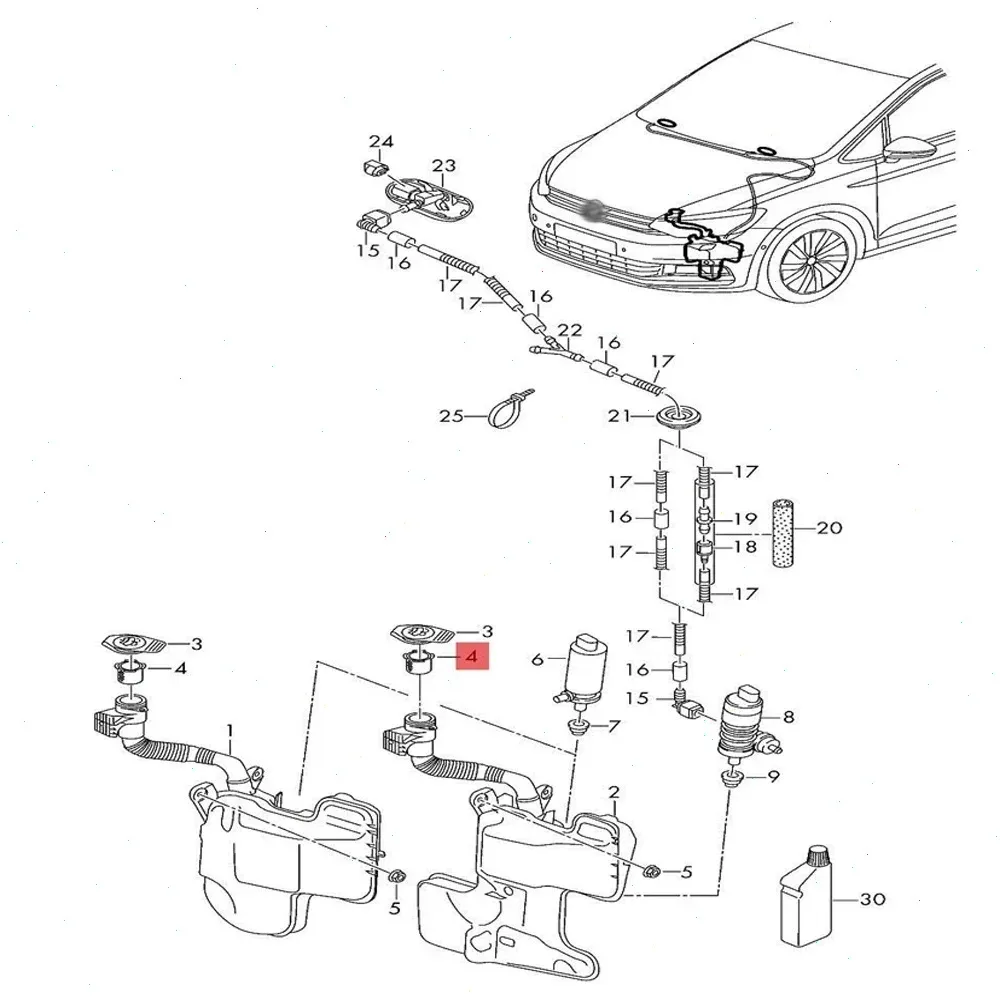 4A0955485 VW 파사트 B7 골프 6 제타 아우디 A3 스코다 옥타비아용 새 와이퍼 와셔 윈드실드 플루이드 탱크 필러 스트레이너 4A0 955 485