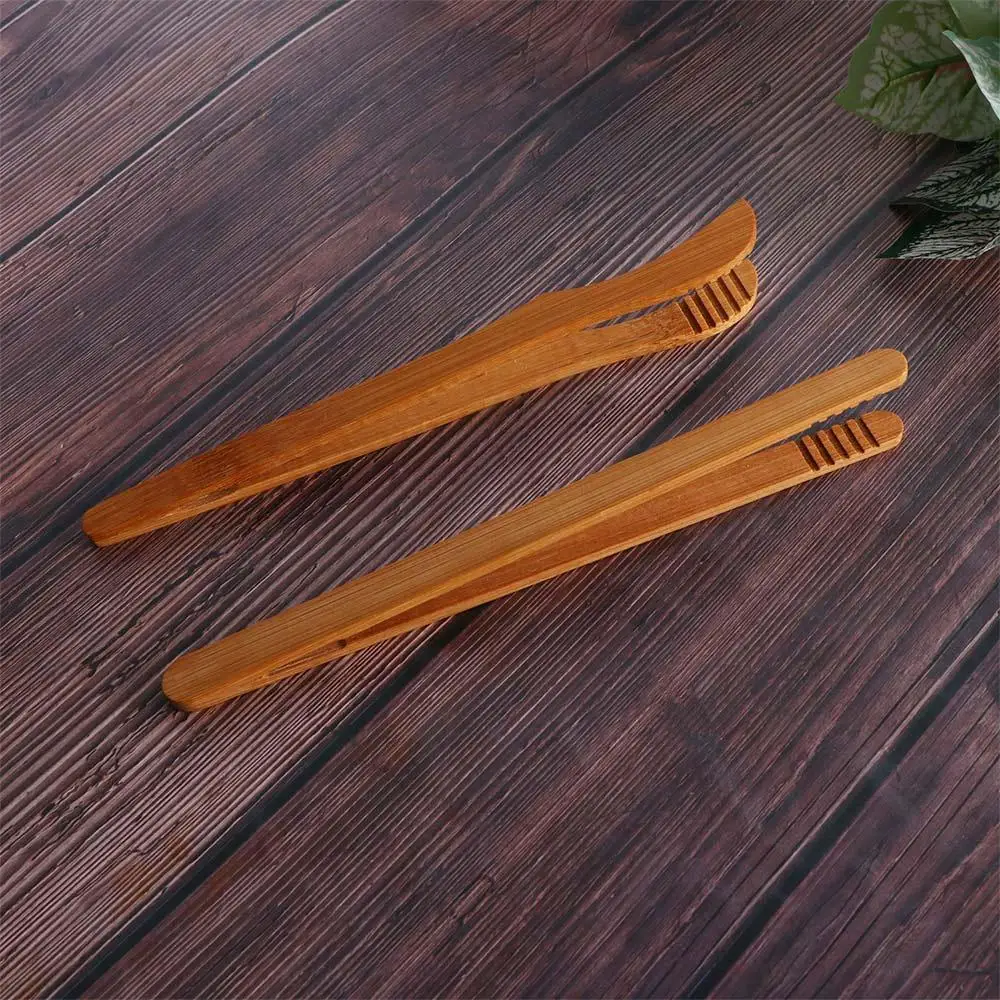 Bamboo Tea Accessories Wooden Food Tongs Bamboo Tongs 1/2/4pcs Wooden Tea Tweezer Bacon Tea Clip Tongs Bamboo Salad Food Toast Bend Clip Straight Clips Kitchen Accessories Teaware