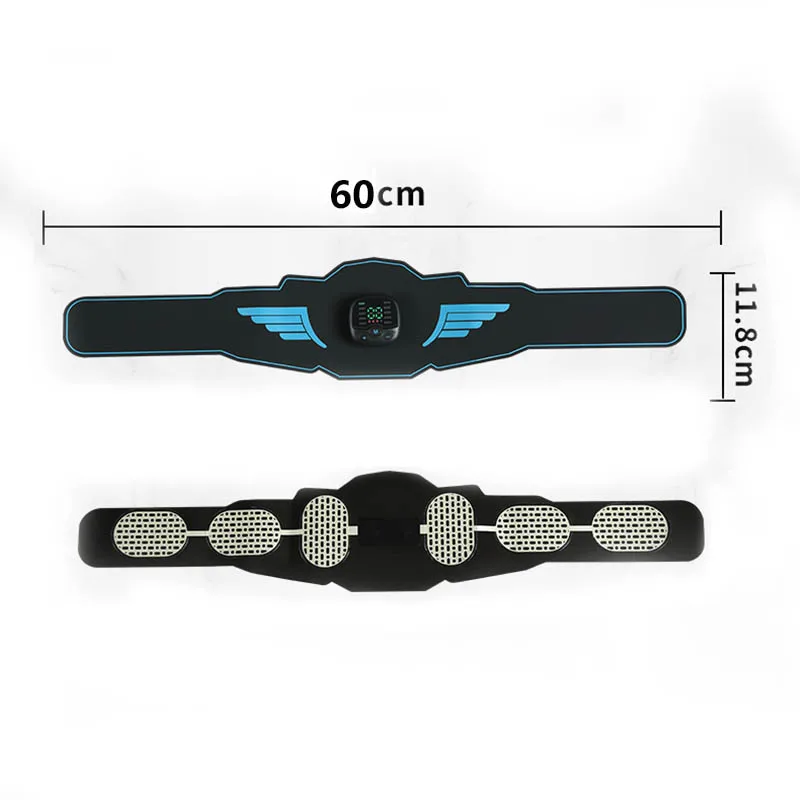 60cm Smart EMS Muscle Stimulator Trainer Fitness Massager Abdominal Training Belt Weight Loss Body Slimming Pad USB Rechargeable