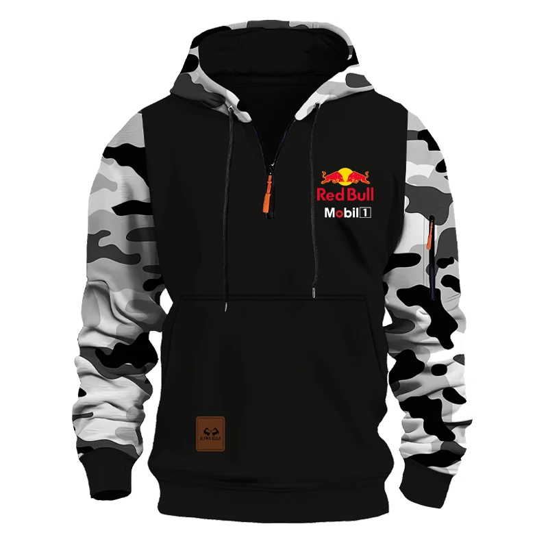 Red Bull Camouflage Hoodies Irregular Pattern Streak Pullover