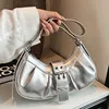 Leather Crossbody Bag Y2K for Women Clutch Purse with Adjustable Strap Hobo Bag Buckle Underarm Purse for Travel Work Shopping 5