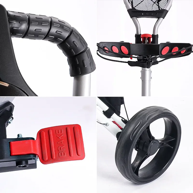 High Quality Golf Push Pull Cart With Seat Lightweight Foldable 4 Wheels Golf Trolley