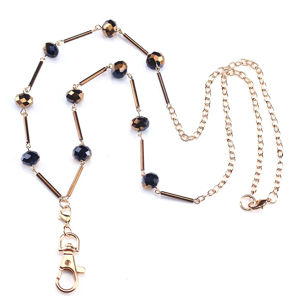 Women's Stylish Blue Beaded Lanyard with ID Badge Holder
