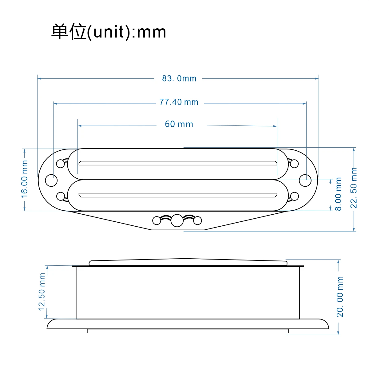 FLEOR Yellow Alnico 5 Mini Dual Rails Guitar Humbucker Pickup 4-Wires for ST/SQ Guitar Parts, Neck/Middle/Bridge Choose