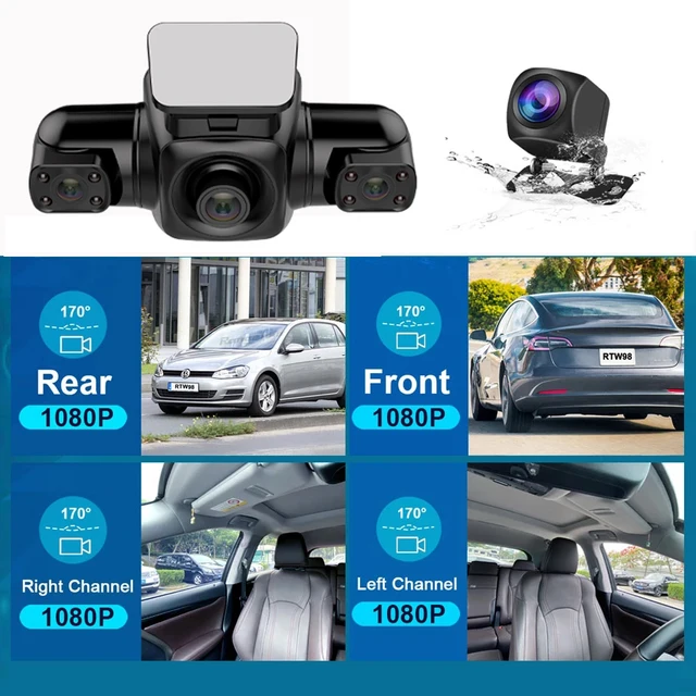 4 Channel Dash Cam Car Front Inner Rear HD 4*1080P Dashboard Video Recorder GPS WiFi 8 Infrared