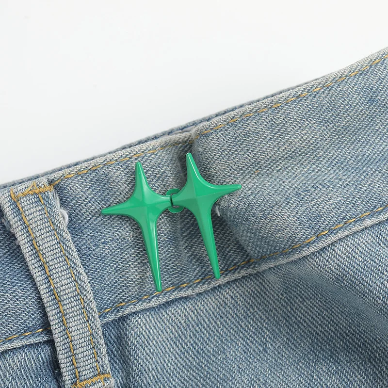 1 Pair Adjustable Trousers Waist Buckles for Jeans Pants Skirts Waist Tightener Snap Button Adjuster Pants Pin Retractable Clips 6
