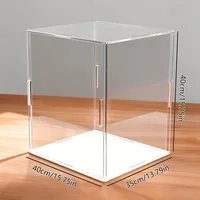 1pc Acrylic display box White base , plastic box, cube storage box, transparent small assembly, dustproof display, collectibles 6