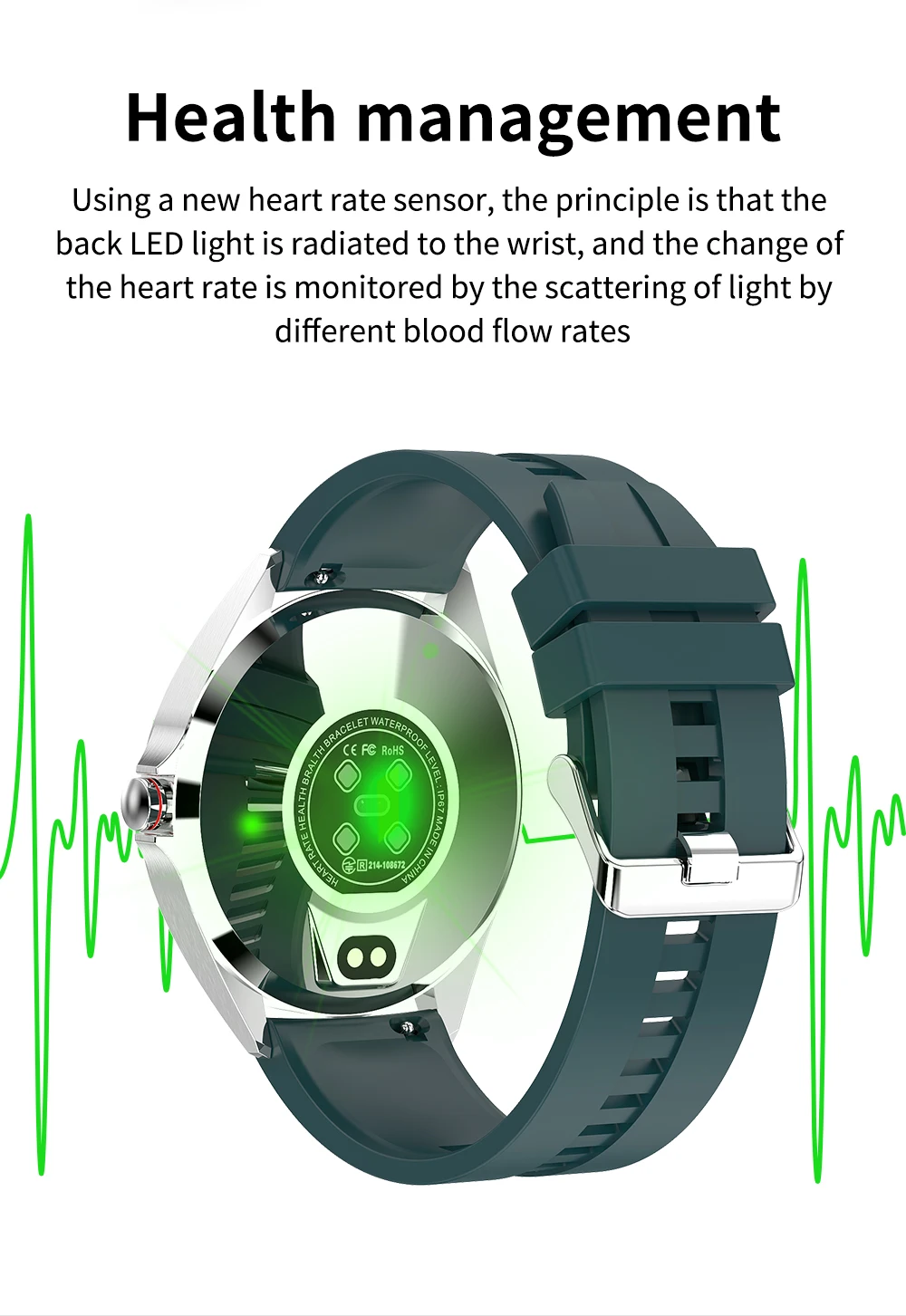 KUMI reloj inteligente GW16T para hombre, accesorio de pulsera resistente  al agua IP67 con pantalla completamente táctil, control del ritmo cardíaco  y actividad deportiva, compatible con teléfono ios y Android|Relojes  inteligentes| -