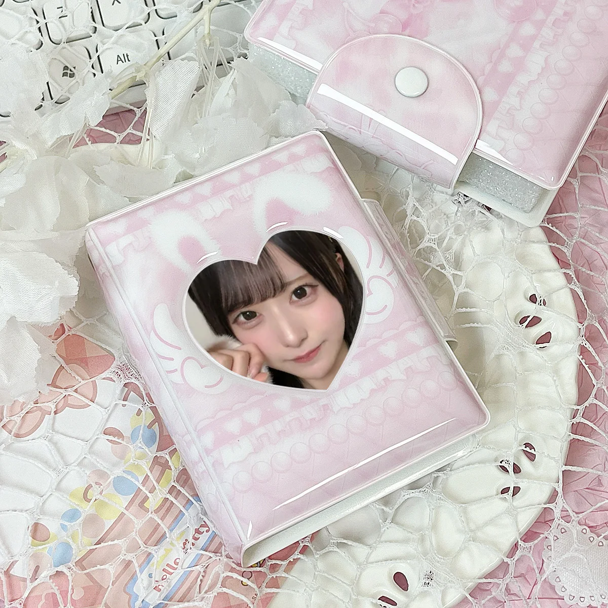 Cute Angel Bunny Photo Album Kpop Korean Entertainment Photo Card Holder Suitable for 3-3.5inch Card Large Capacity Star Chasing Idol Card Storage and Protection Holder