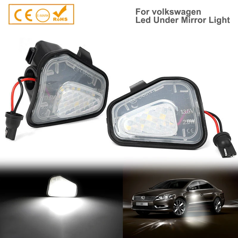 

2Pcs For VW Eos Scirocco III Passat CC Side Mirror LED Under Puddle Light Lamp Canbus OEM#3C8945291,3C8945292