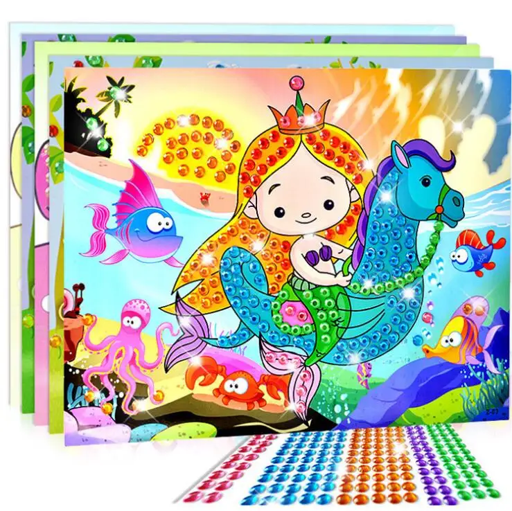 5/10/20pcs/Lot DIY Diamond Stickers Handmade Crystal Paste Painting Mosaic Puzzle Toys Random Color Kids Stickers Gift Children 2