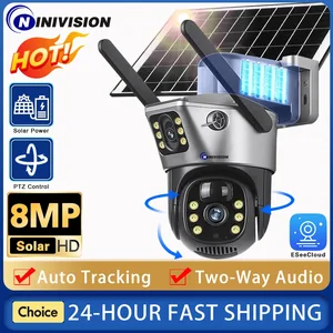 4K Dual Lens Security Camera Wireless Outdoor Pan Tilt Solar Powered with 8MP Night Vision, 2.4G Hz Wi-Fi 2-Way Talk EseeCloud