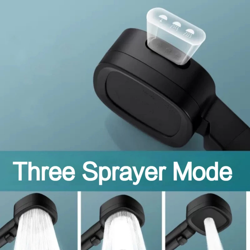 3 Modes High Pressure Upgraded Shower Head with Stop Button Built-in Filiter Showers Massage Spa Handheld Showerhead Bathroom