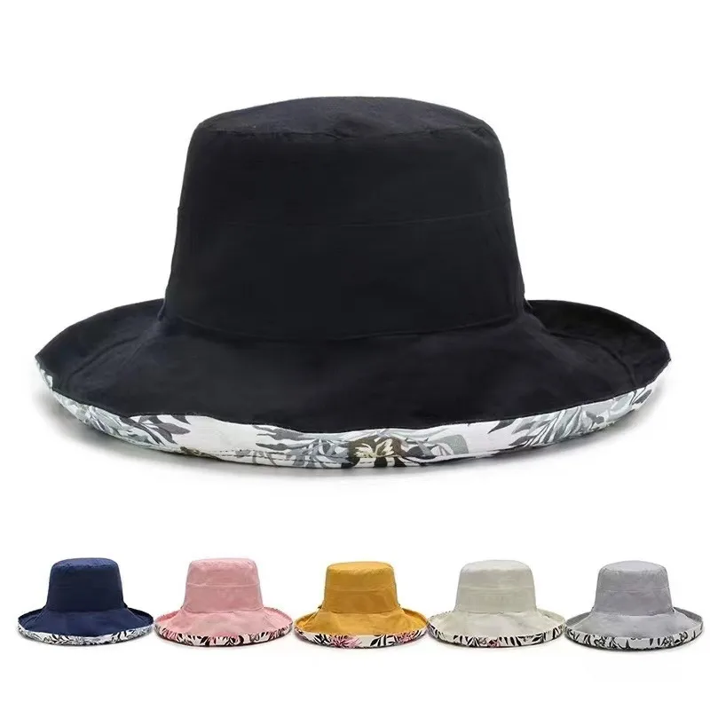 Fashion Print Women Sunshade Basin Cap Double Sided Fisherman Hat Large Brim Sun Protection Visors Beach Travel Bucket Hat women bucket hat sun hat women hat bucket hat