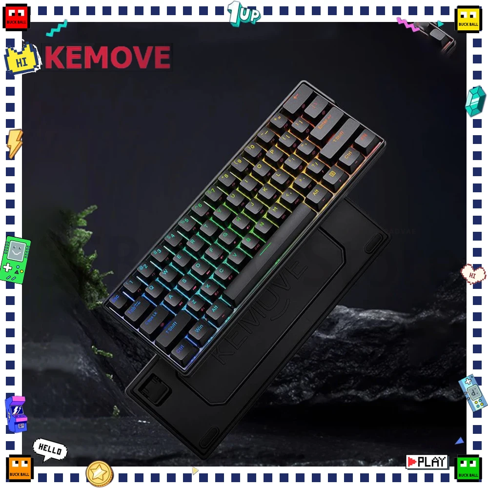 Механическая клавиатура KEMOVE K61 с подсветкой RGB Hot Swap, Портативная Беспроводная игровая клавиатура с тремя режимами, эргономичный аксессуар для ПК