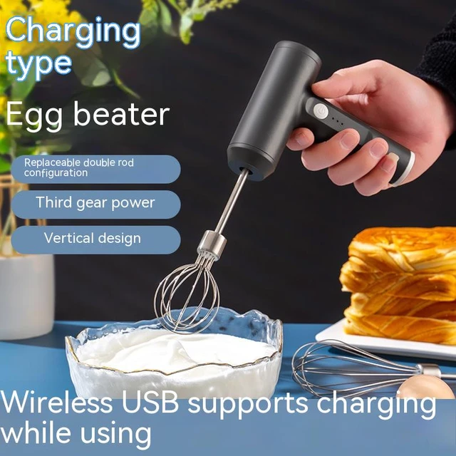 Electric Egg Beater with Two Wire Beaters Food Beater Whisk 3 Speeds  Upright Wireless Handheld Mixer with Egg Separator for Baking Cake Egg