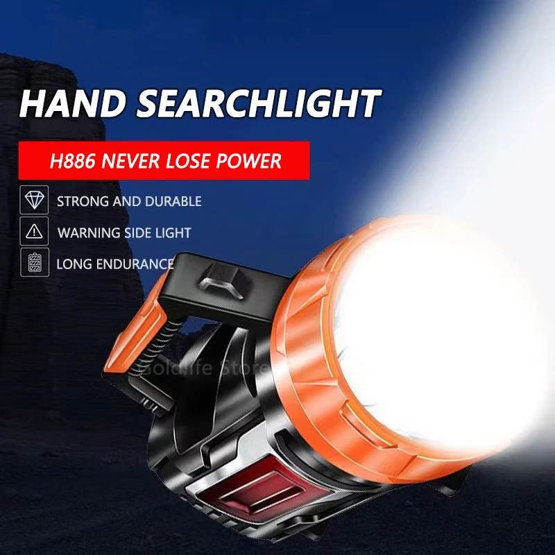 

Handheld Searchlight Powerful Tactical Lantern 18650 LED USB Camping Lamp Rechargeable Light Emergency Power Bank Large Capacity