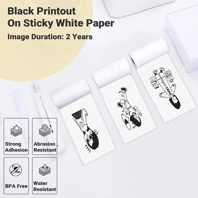 Phomemo – papier thermique autocollant noir sur blanc 53mm x 3.5mFor  T02/M02X Mini imprimante thermique