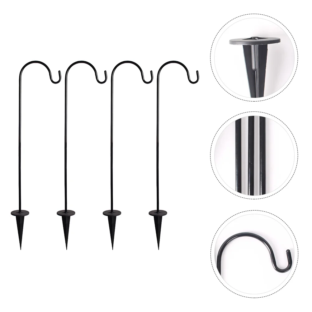 

Outdoor Shepherds Hooks Garden Black 4 Pack 24 Inch Pole Bird Feeder Plant Lantern Solar Light Hanger