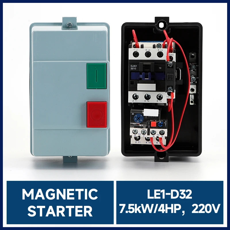 

Magnetic Starter LE1-D32 220V 50/60HZ 7.5KW/4PH Plastic Housing Motor Starting Switch QCX2(LE1)-32A Motor Protector 23-32A ﻿