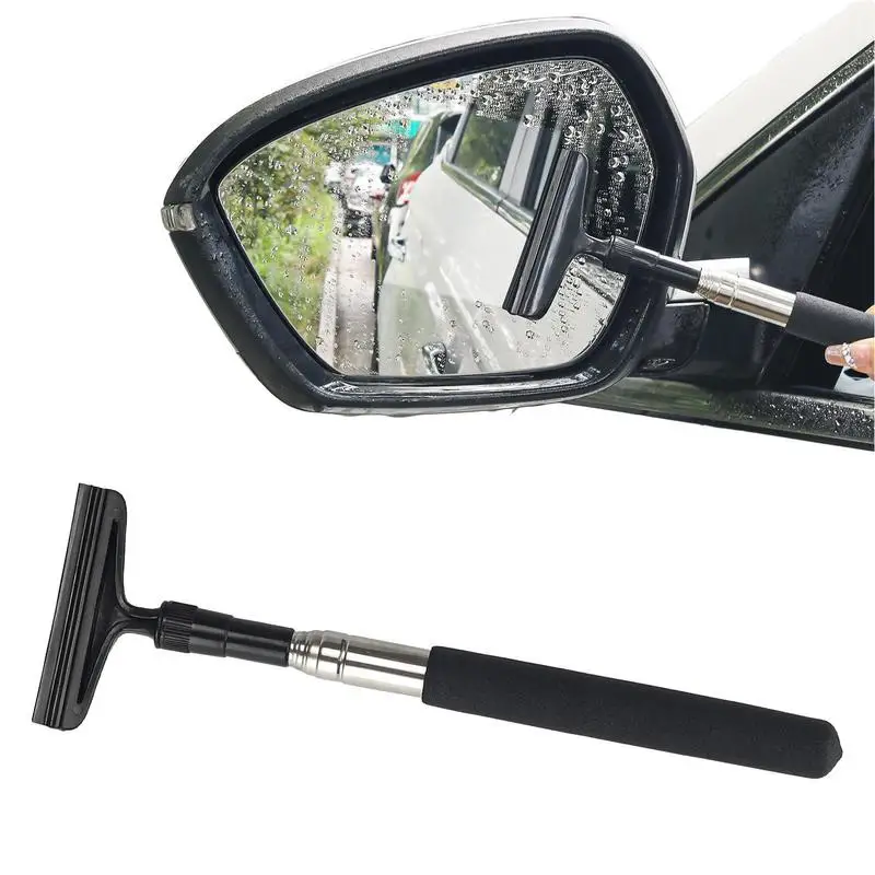 Mini Car Rearview Mirror Wiper Glass Telescopic Auto Mirror Squeegee  Cleaner Long Handle Car Cleaning Tool Mirror Glass Cleaner - AliExpress