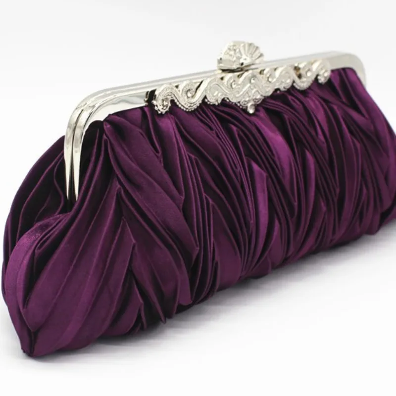 Retro Silk Evening Bags Wedding Party Bridal Clutches For Women Black White Purple Red Fashion Elegant Handbags Small Clutches
