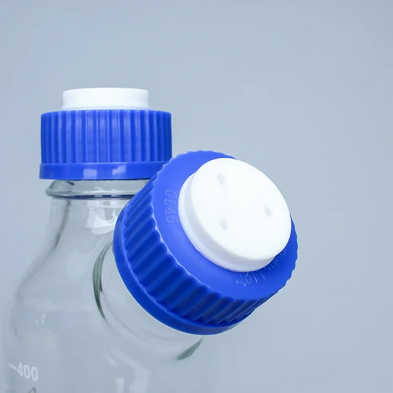 500ml 1000ml Multi-port Mobile Phase PTFE Solvent Bottle Blue Cap Bottles HPLC Reagent Bottle Two-necked Vials