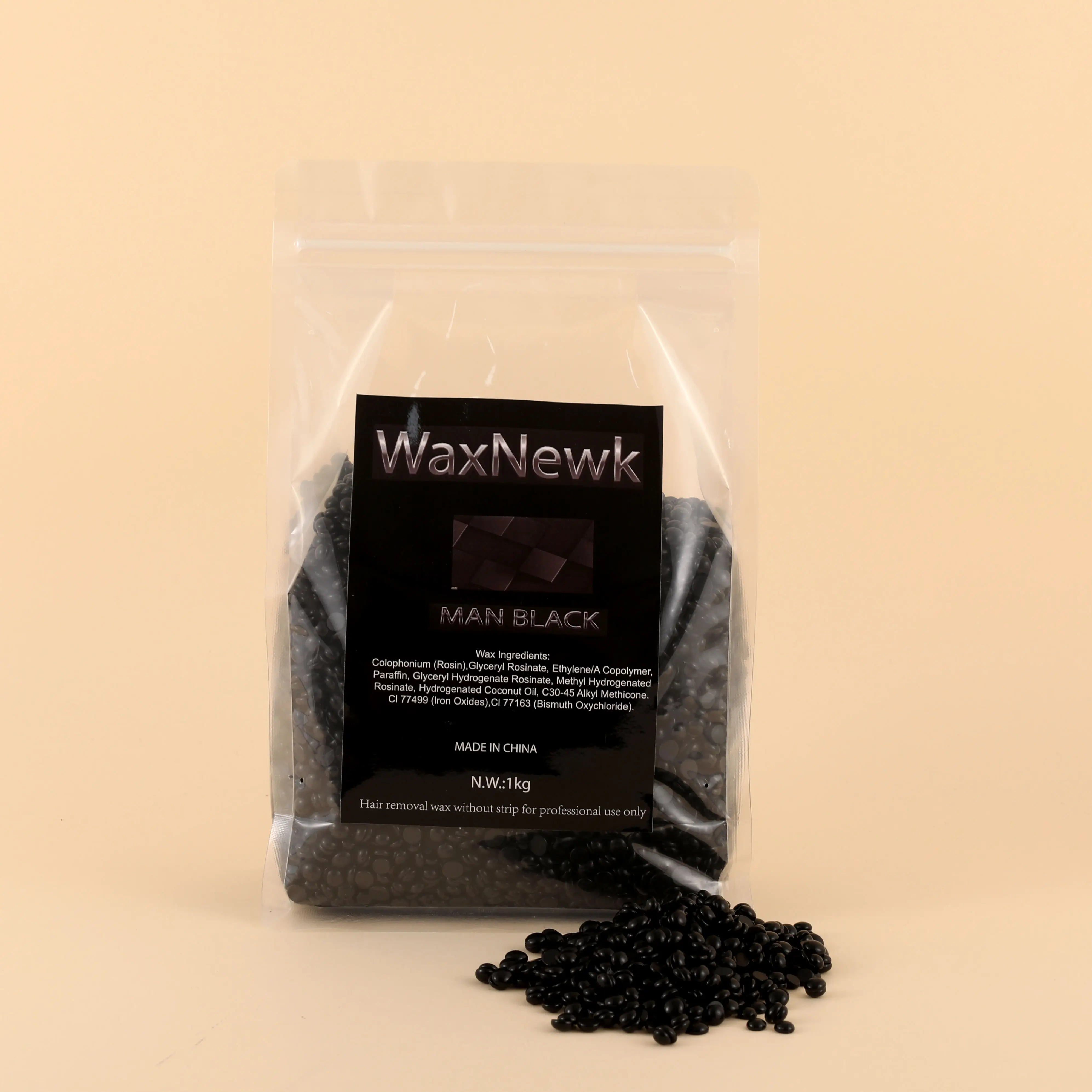 WaxNewK man black wax 1kg waxing depilatory face body thick coarse painless hair removal dry fast depilatory wax beans