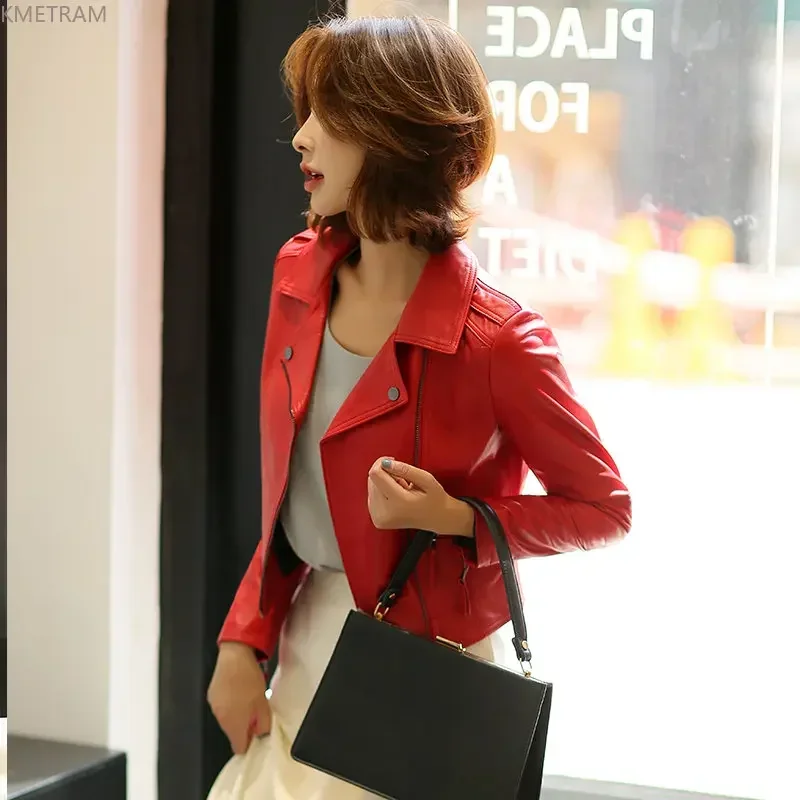 Real Leather Jacket Women Genuine Sheepskin Leather Jackets for Women 2024 Short Slim Red Leather Coat Women Clothes Hot Sale