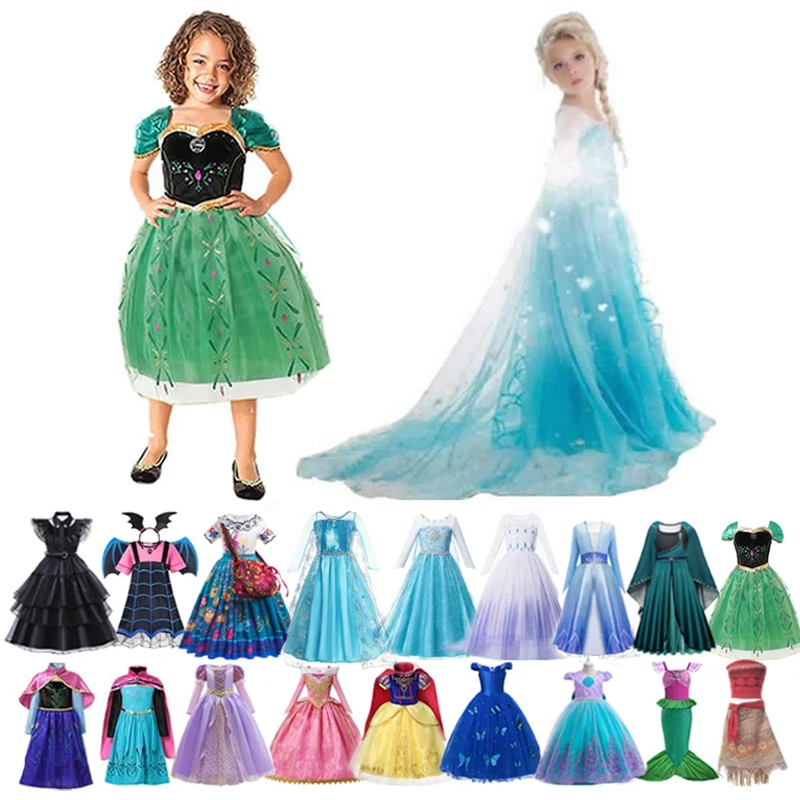 

Disney Princess Dress 2024 Girls Elsa Anna Mirabel Rapunzel Costume Kid Birthday Party Clothes Halloween Cosplay Encanto Frozen