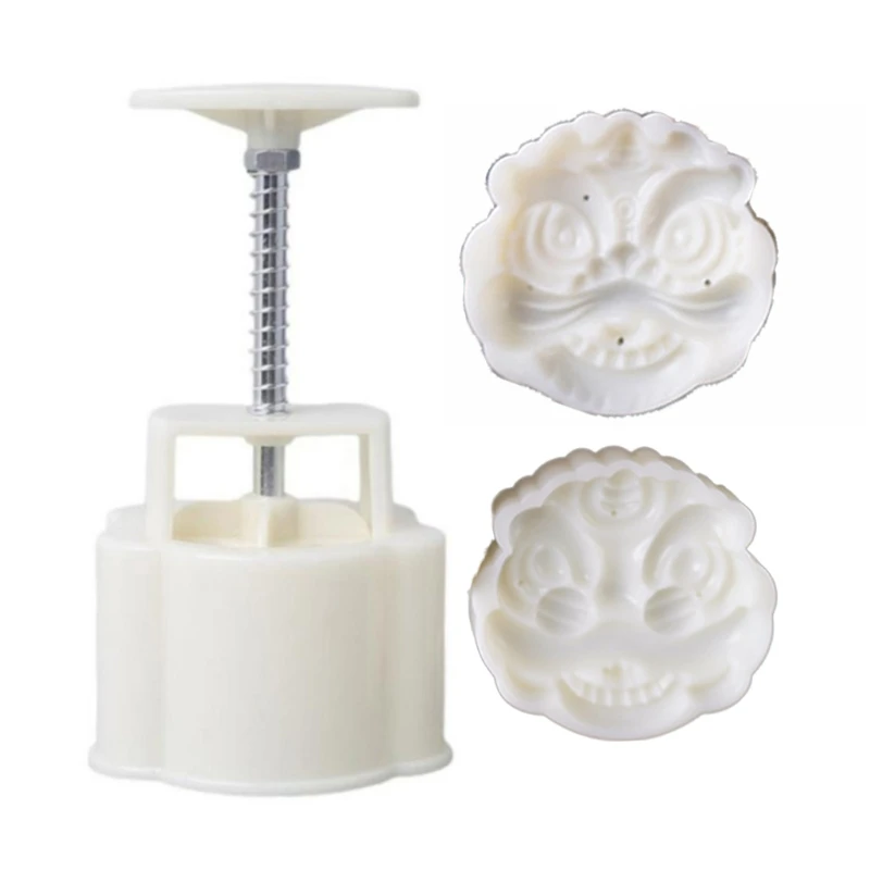 

Plastic Mooncake Mold 75g Lion Stamps Biscuit Cookie Cutter Mould DIY Fondant Baking Tool for Mid-Autumn Festival T21C