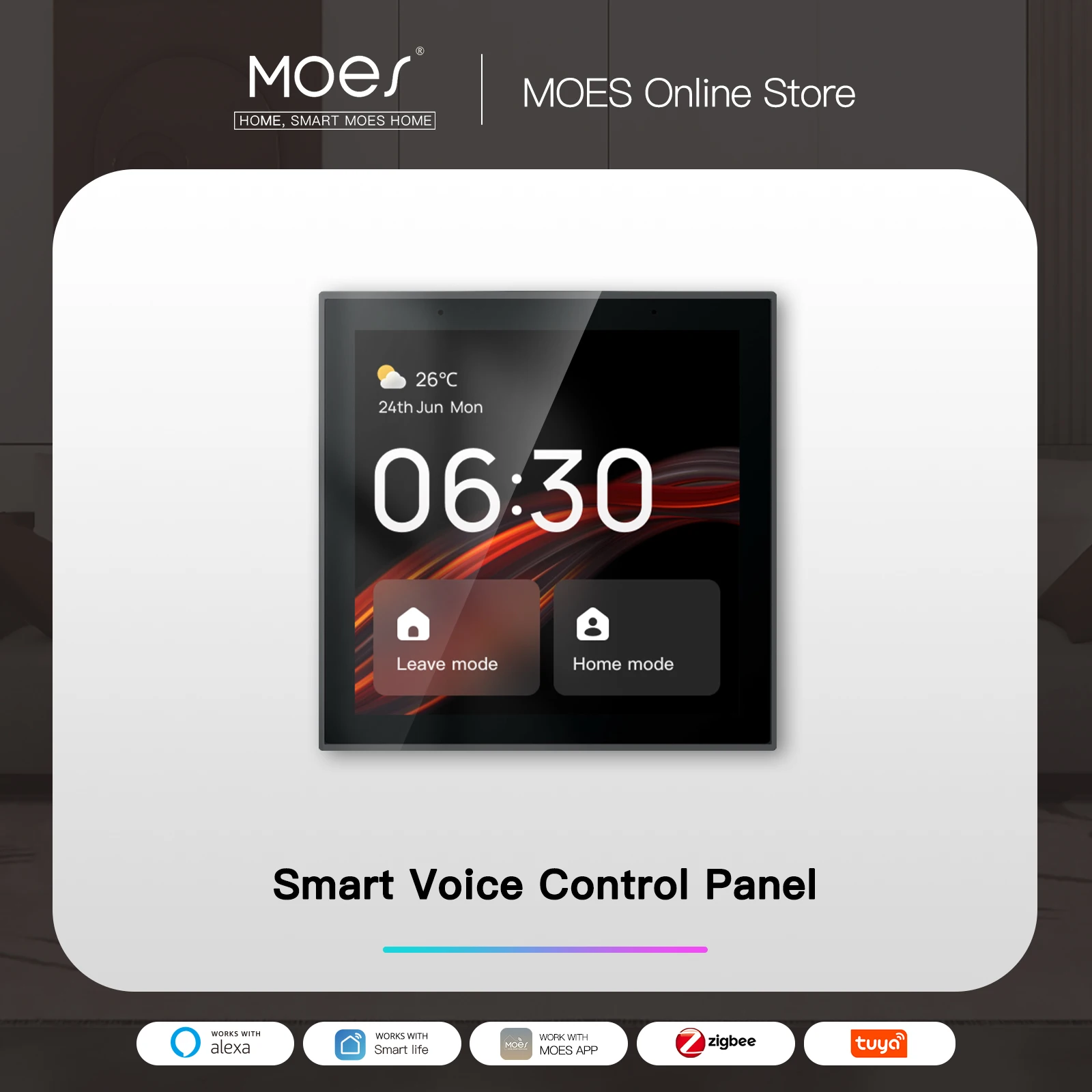 Tuya Wifi Smart Touch Screen Center Control Panel Voice Control Built-in ZigBee Gateway For Intelligent Scenes 4 Inches Screen