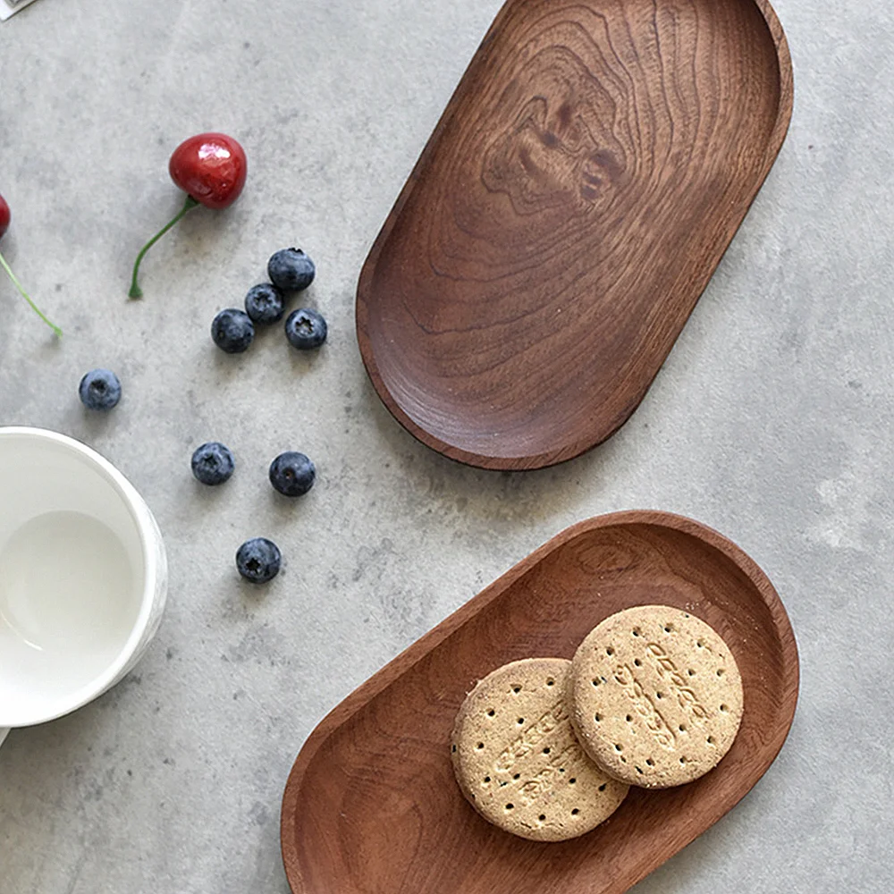 Natural Wood Dessert Cup Tray, Small Wooden Cheese Plate, Mini Serving Tray for Jewellery Key Coin