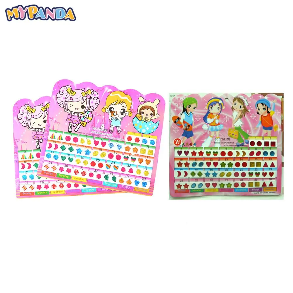 60Pcs Wonderful Children Boy Girl Stickers Earring Cartoon Reward Crystal  Stickers Ear Reward Stick Kindergarten Face Stickers