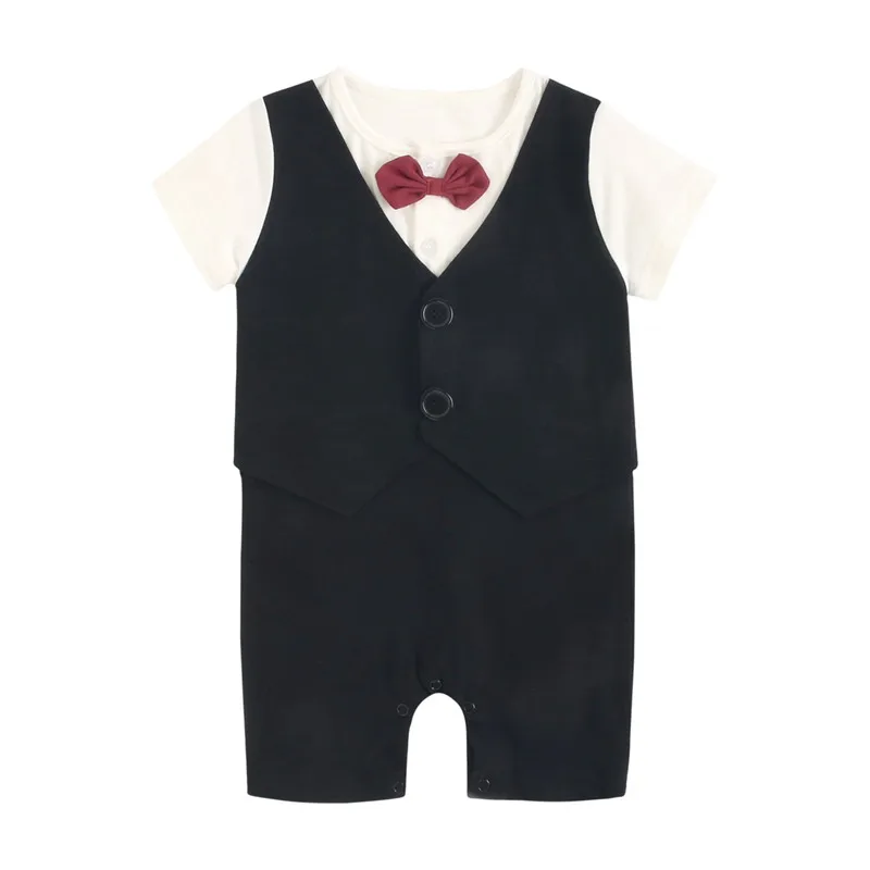 Baby onesie summer gentleman baby clothes short-sleeved Newborn rompers fake two-piece romper infant Jumpsuits