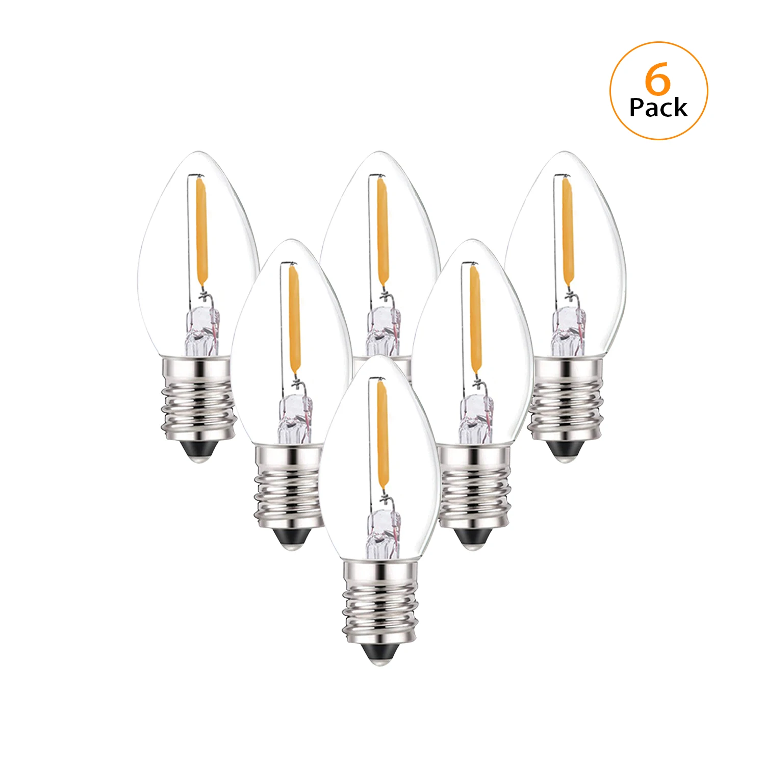 Warm White Dimmable LED Night Light Bulb, 0.5W, Candle Shape