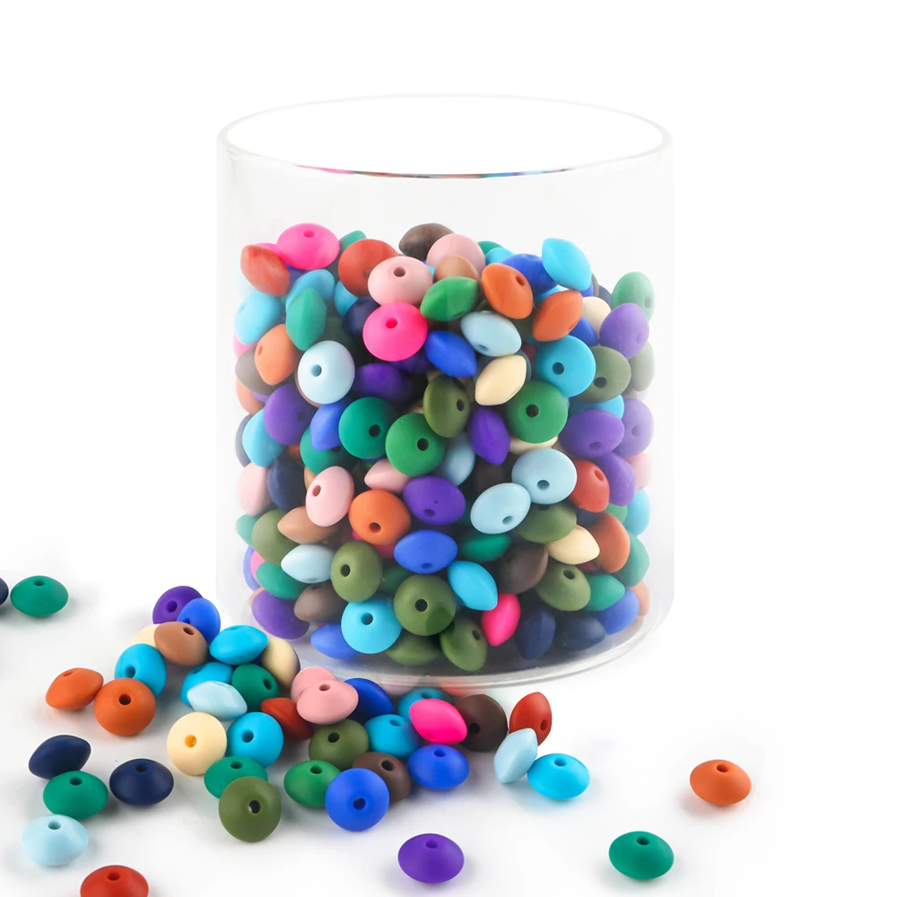 Silicone Lentil Spacer Beads for DIY Accessories (12mm, Multiple Quantities Available)