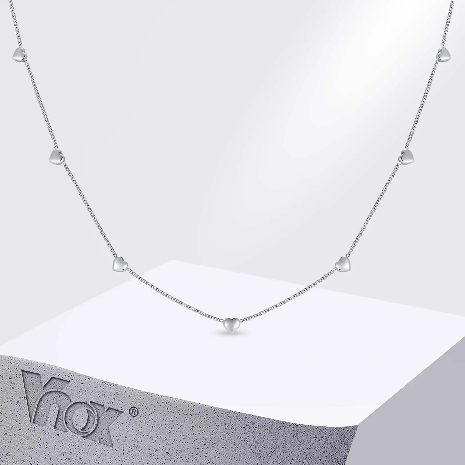 Vnox Edelstahl Einfache Niedliche Herz-Anhänger Halskette, Schlüsselbein-Kette, Vergoldete Liebeskette für Frauen als Geschenk