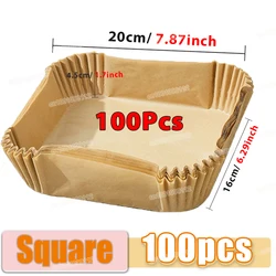 50/100PCS Non-Stick Rectangle Baking and Barbecue Paper Liners for Kitchen Oven & Air Fryer (Square-100pcs-S)