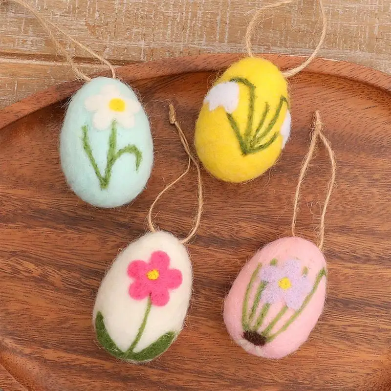 Easter Eggs Decoration Felt Felted Eggs 12 Pieces Ornaments Spring Crafts Exquisite Home Tree Garland Crafts Easter Decoration