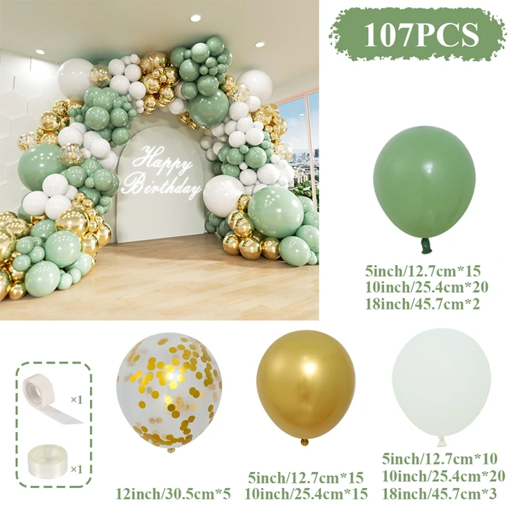 Kit Palloncini Per Festa Giungla 105 Pezzi - Tema Safari Per Compleanno Bambino E Bambina 3 Anni - Con Striscione E Decorazioni
